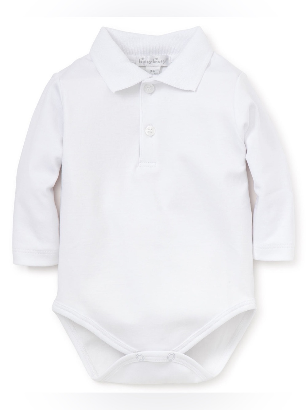 Kissy Kissy polo onesie Basics Long Sleeve Knit Collar Bodysuit pima baby boy
